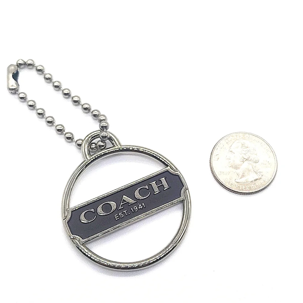 Rare COACH Espresso Enamel Medallion Purse Charm Keychain Fob Tag Retired